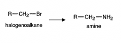 Halogenoalkane to Amine
(Type of reaction, reagent and conditions)
