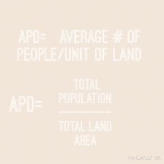  The population of a country or region expressed as an average per unit area. The figure is derived by dividing the population of the areal unit by the number of square kilometers or miles that make up the unit.