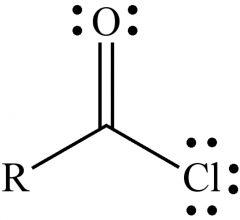 too reactive to be found in nature
derivatives of carboxylic acids with -OH replaced by -Cl