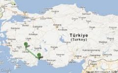 Describe where Antalya is on this map