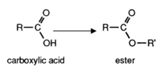 Carboxylic acid to ester
(Type of reaction x 2, reagent, catalyst and conditions)