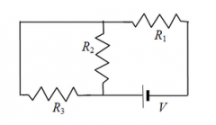 Consider the three resistors and the battery in the circuit shown.  Which resistors, if any, are connected in parallel? 
a)  R1 and R2
b)  R1 and R3
c)  R2 and R3
d)  R1 and R2 and R3
e)  No resistors are connected in parallel.