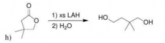 LAH will reduce Ester as far as possible (1. a. acyl substitution after Hydride attack => open up the ring / b. Hydride attack to open up the C=O  / 2. protonation)