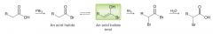 1.PBr3 gives acid halide 2.halogenation of C=O at alpha position  3.hydrolysis of acid halide to a carboxylic acid