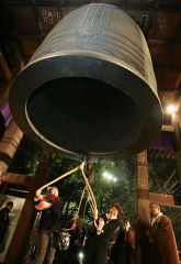 Temple bell rung on midnight of New Year's Eve
(BONUS: How times rung?)