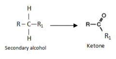 Secondary alcohol to ketone
(Type of reaction, reagents and conditions)