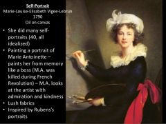 Lebrun
back to idealizing, no moles,
she's painting marie antoinette, (who was a mistress originally) from memory (deceased),