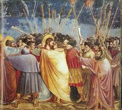 Han utvecklade de 


bysantinska och 


romanska 


bildtraditionerna genom att avbilda gestalterna realistiskt och expressivt. I Giottos konst framstår människan för första gången sedan 


antiken som levande och rör sig i ett verkli...