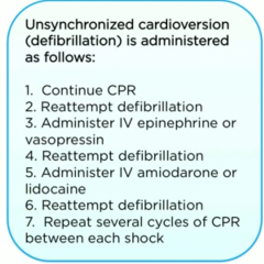 first is unsynchronized cardioversion then...