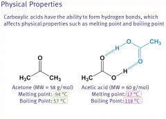 High boiling point, because it can hydrogen bond. 