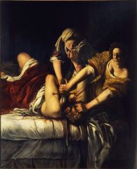 caravaggio's teneberism and naturalism 

biblical book of judith 

emphasis grisly facts of heroic art