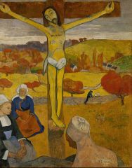 - In Gauguin's Stained Glass Period
- Strong outlines, bold and flat art with dark contours