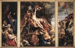 drama intense emotion of caravaggio and carracci > ideal of thematic formal unity 
-description of surface textures reflect his native flemish tradition 