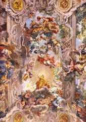 A ceiling painting with the illusion of it having depth.

Ex:
Pietro da Cortona's "Triumph of the Barberini"