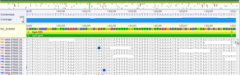 In genome sequence alignment, what do the blue squares mean?