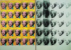 #147 


Marilyn Diptych


Andy Warhol


1962 C.E.


_____________________


Content: An acrylic silk-screen diptych print showing the repeating image of Marilyn Monroe. 


_______________________________


Style: Pop art - the depi...