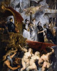 The Queen of France and second wife of Henry IV of France. Commissioned Ruben and helped him rise to fame.Ex:
Ruben's "

The Landing of Marie de Médicis at Marseilles"