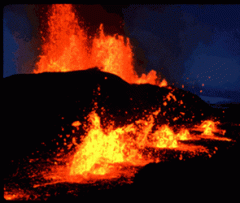 a rupture in the Earth's crust where molten lava, hot ash, and gases from below the Earth's crust escape into the air