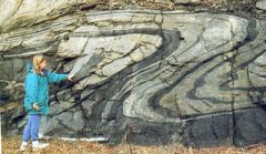 
rocks under high confining pressure lose brittleness, become capable of flow and folding (think metamorphic rocks)