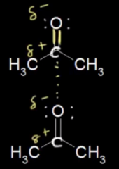 Med udgangspunkt i illustrationen, så beskriv hvordan dipol-dipol-interaktioner binder de to molekyler sammen 