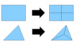 The shapes are subdivided into different parts.