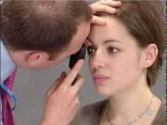 examination of the interior of the eye with an ophthalmoscope