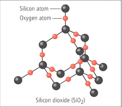 In silicon(IV) oxide, each silicon atom is bonded to four oxygen atoms but each oxygen atom is bonded to only two silicon atoms. This accounts for the formula SiO₂