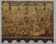 94. Screen with the Siege of Belgrade and Hunting Scene - Date