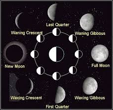 As the moon circles the Earth, the shape of the moon appears to change; this is because different amounts of the illuminated part of the moon are facing us.
