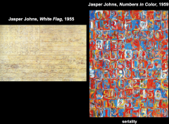 Jasper Johns, white flag, numbers in color