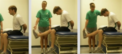 - sitting on edge of table with knees flexed and hands behind back


-pt slump sits while maintaining neutral head and neck. then add progressions below


1. passively flex pt head and neck. if no symptoms then


2. passively extend one of p...
