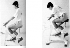 -identifies neurogenic claudication (spinal stenosis) vs intermittent claudication


-ride stationary bike sitting erect and time how long can ride at set pace


-repeat with slumped posture and time how long


-spinal stenosis (+) if can ri...