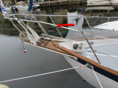 A guardrail around the bow of the boat which is usually used to aid a crew in mooring or anchoring.
