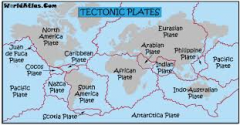 two sub-layers of the earth's crust that move, float, and 
fracture and cause
continental drift,
earthquakes, 
volcanoes, mountains, and oceanic trenches