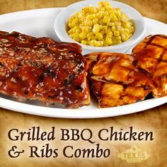 * An 8 oz boneless (NEVER FROZEN) chicken breast marinated and grilled then basted in our signature BBQ sauce paired with a 4 bone portion of ribs.
*Garnish:
wet nap
*Served on a large warm oval