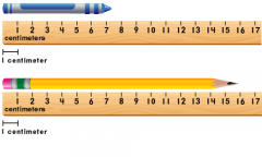 How much longer in centimeters is the pencil than the crayon?