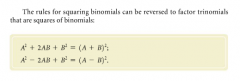 Squares of binomials