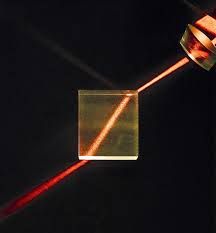 When a photon Refracts sunlight the light goes through the object and changes direction. (The light gets bent).
