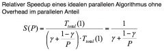 Amdahl’s Law

Für P gegen unendlich geht S(P) gegen 1/γ (maximal erreichbarer Speedup)