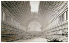 Project for the Royal Library
Étienne-Louis Boullée
1785
Paris, France
Notable Features: Never Built, Classical language and forms. Large Blank wall, classical cornice at top and frieze of swags. Classical statues of atlas, 2 inscriptions on ent...