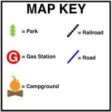 A map key tells what the symbols on a map mean.