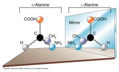 Molecules that are mirror images, usually denoted by a L and D