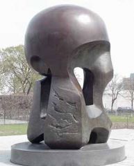 Moore is known for his abstract sculptures with curved edges and massive forms.