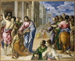 The Miracle of Christ Healing the Blind (oil on canvas).


El Greco always signed his works with his Greek name of Domenikos Theotokopoulos.