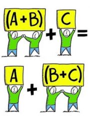 a rule that states for all real numbers A, B, and C, the sum or product is always the same regardless of grouping


 


A + B + C = A + (B + C)
