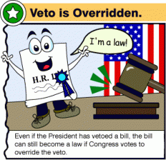 An action taken by Congress to reverse a presidential veto, requiring a two-thirds majority in each chamber.