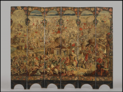 Screen with the siege of belgrade and hunting scene
