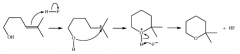 Hydrogen Halide Addition. H will add to less substituted C. X will add to more substituted C.