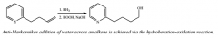 Anti-markovnikov Hydroboration-oxidation. Results in OH & H addition to a pi bond. Syn reaction.