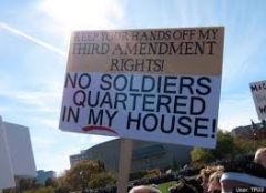 1. The 3rd amendment is quartering soldiers. 
2. Soldiers cannot bust into a house and live there without the person's consent. 
3. This amendment prevents the people having to house soldiers.